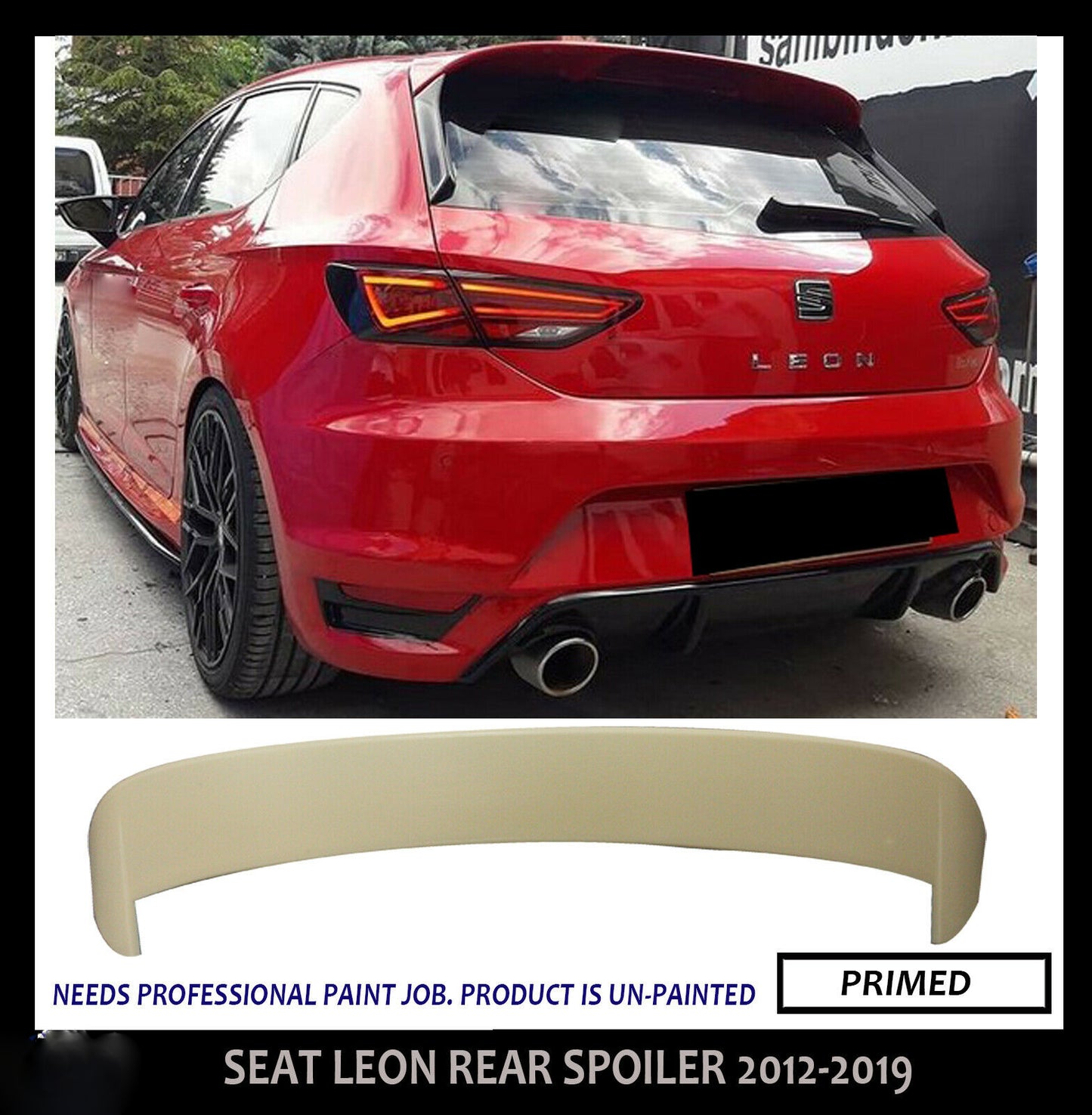 SEAT LEON MK3 5F 5 DOOR REAR TRUNK ROOF SPOILER 2012-2019 UNPAINTED