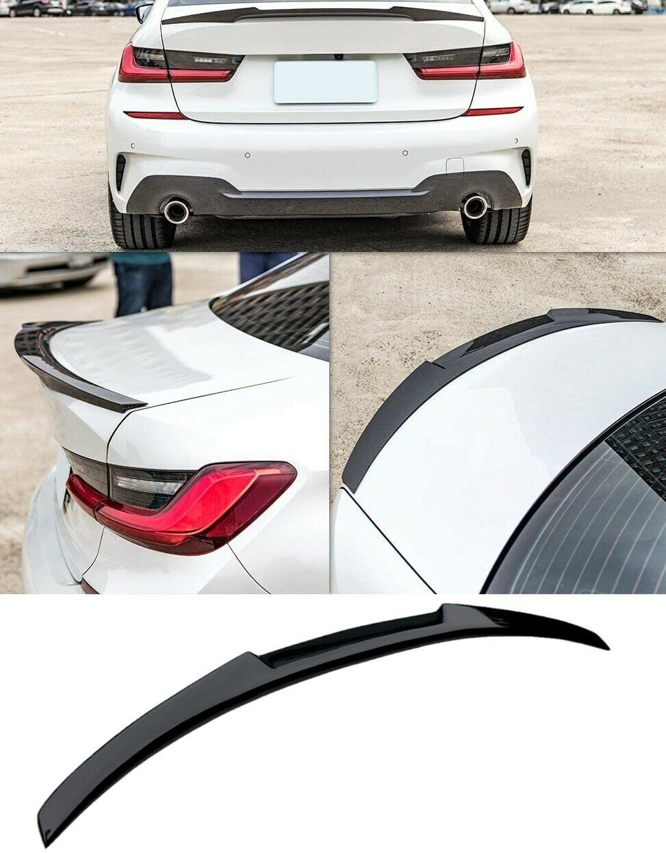 BMW 3 SERIES G20 G21 M PERFORMANCE V STYLE REAR BOOT SPOILER LIP GLOSS BLACK