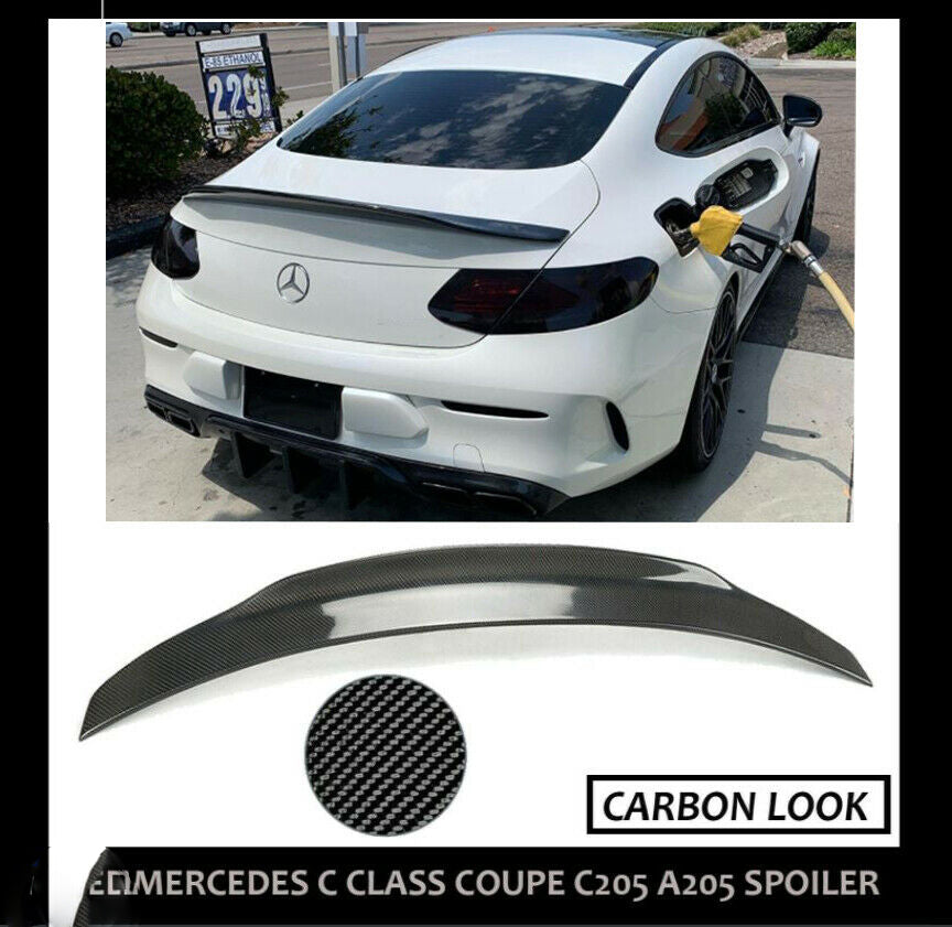 MERCEDES C CLASS COUPE C205 A205 RENNTECH LOOK REAR BOOT SPOILER LIP CARBON LOOK