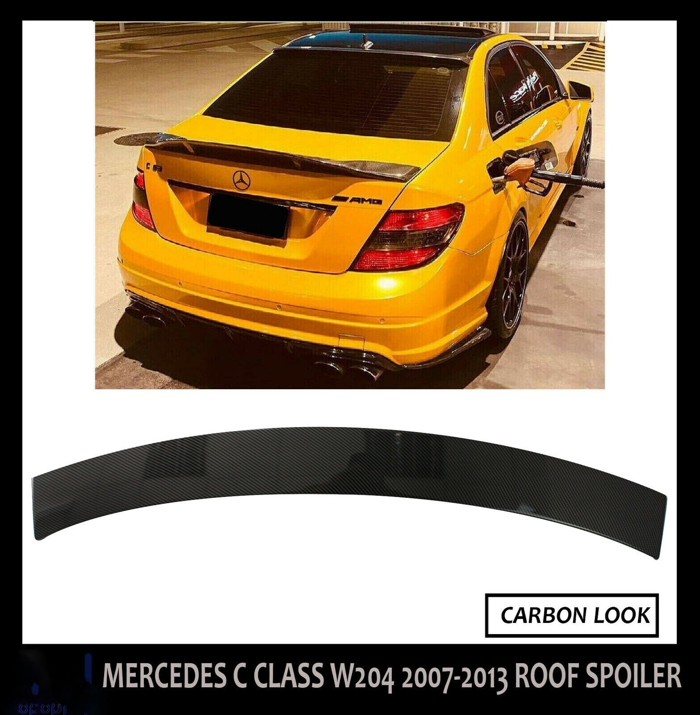 MERCEDES C CLASS W204 REAR ROOF SPOILER WINDOW 07-13 CARBON LOOK 100% OEM FIT