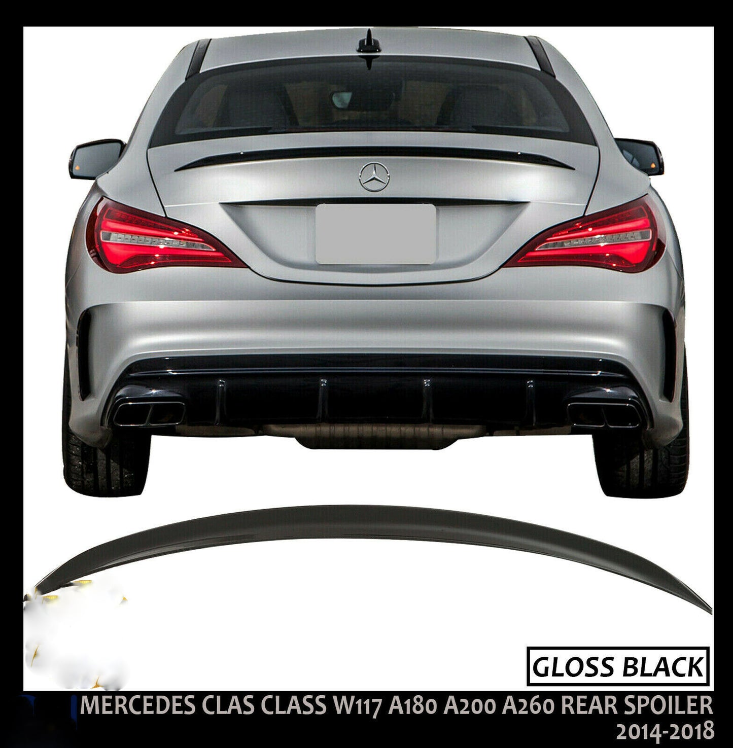 MERCEDES CLA W117 C117 AMG STYLE REAR TRUNK BOOT SPOILER LIP GLOSS BLACK OEM FIT