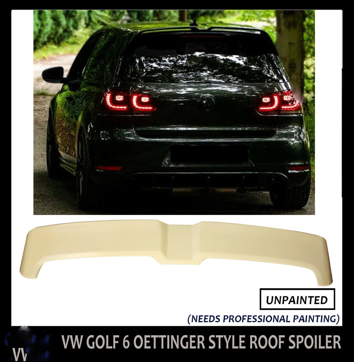 FOR VW GOLF MK6 2008-13 REAR ROOF SPOILER WING LIP OEM FIT