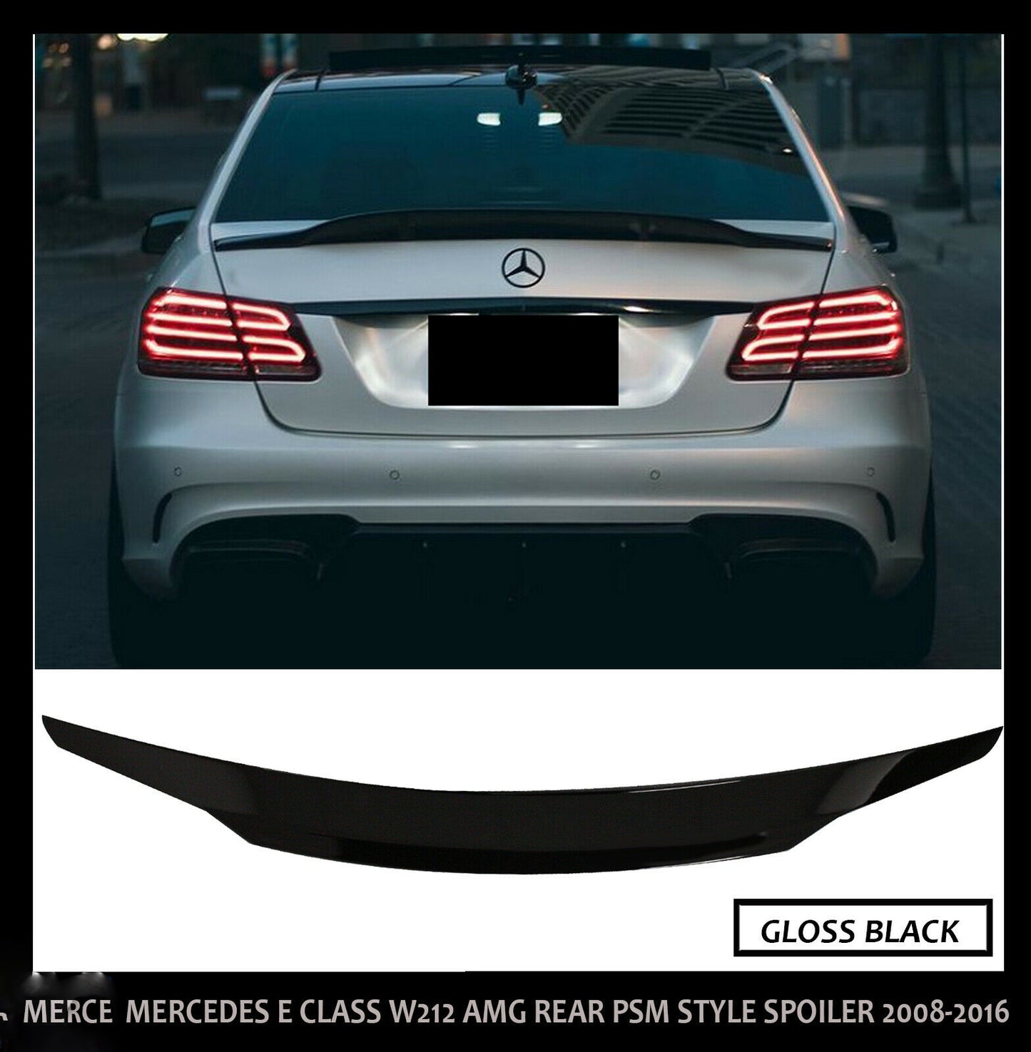 MERCEDES E CLASS W212 AMG REAR TRUNK BOOT SPOILER LIP PSM STYLE 2008-2016 GLOSS