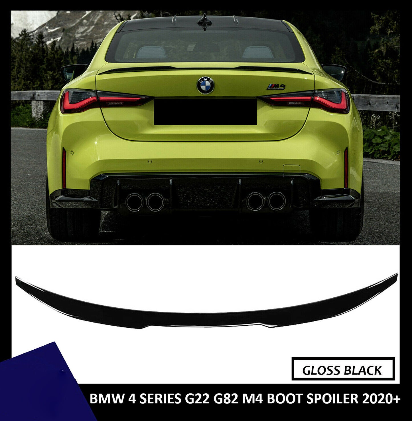 BMW 4 SERIES G22 G82 M4 BOOT SPOILER TRUNK LIP GLOSS BLACK 2020 ONWARDS