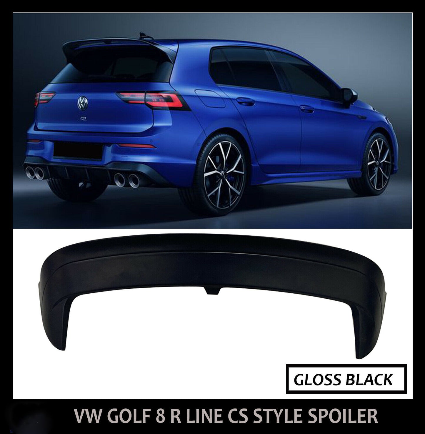 VW GOLF MK8 R LINE MK8 ROOF SPOILER HOOD CS STYLE GLOSS BLACK