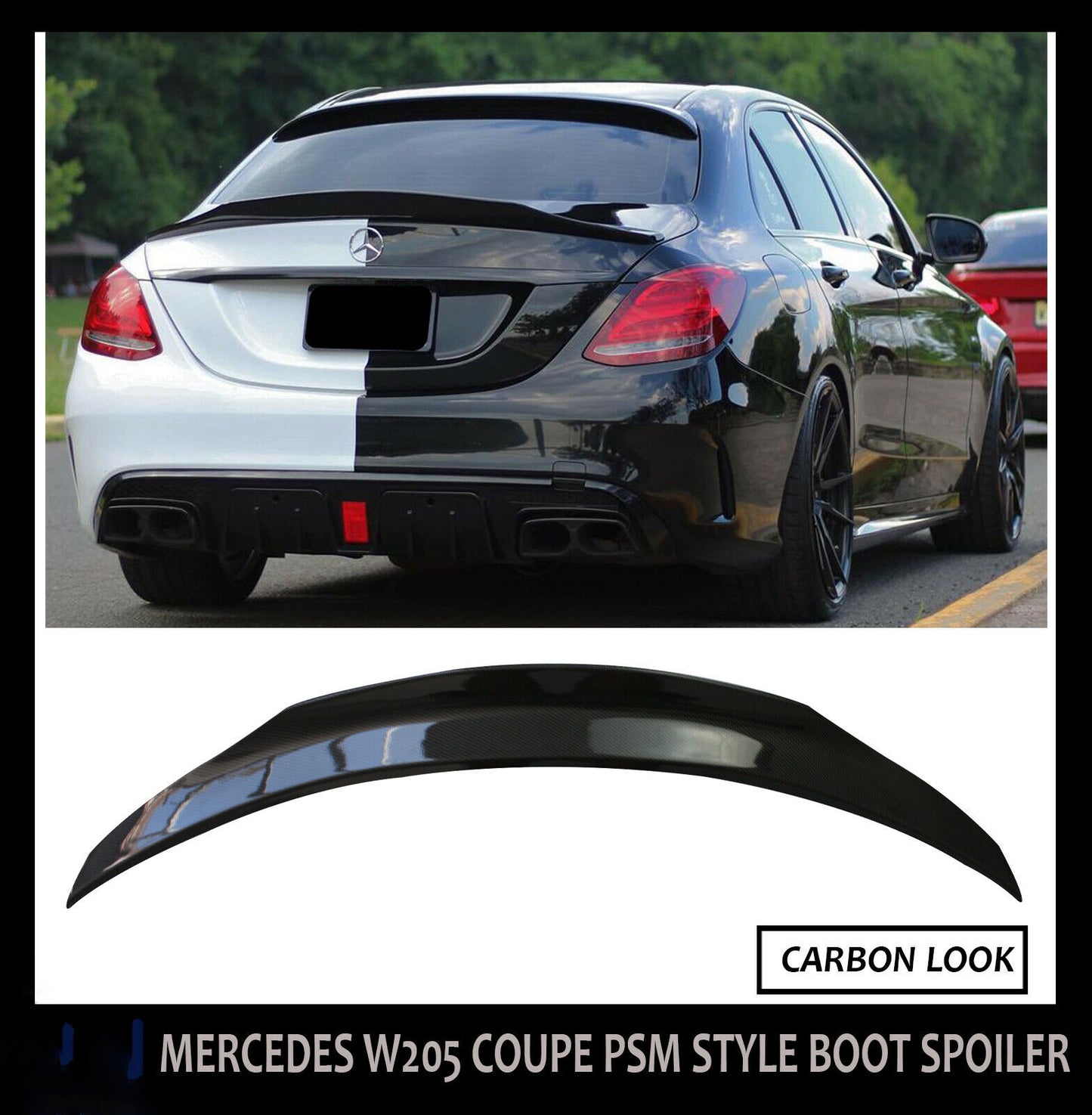 MERCEDES C CLASS W205 RENNTECH STYLE REAR BOOT SPOILER LIP CARBON LOOK