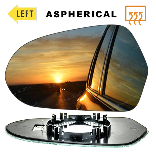 Left passenger side Wide Angle wing mirror glass for Audi A6 2011-18 heated