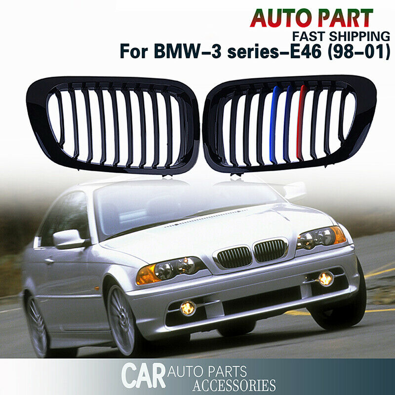 Pair Front Kidney M Color Grill Grille for BMW E46 2Door Coupe Convertible 98-02