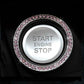 Auto Accessories Car Decorative Silver Button Start Switch Diamond Ring Pink
