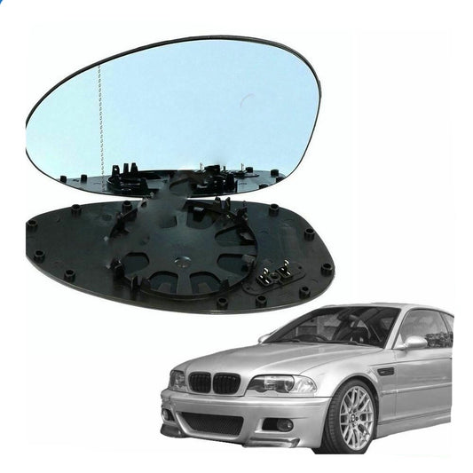 For BMW M3 E46 00-06 Blue Electric Left passenger side Mirror Glass wide angle