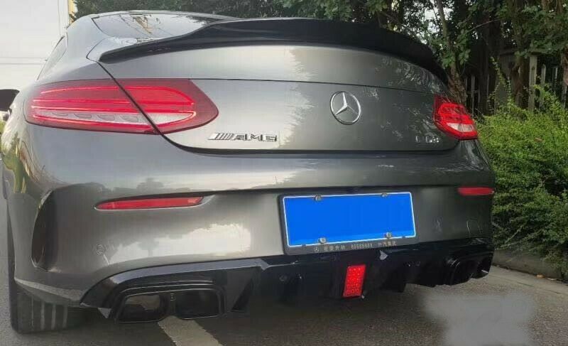 MERCEDES C CLASS C205 A205 COUPE AMG C63 S STYLE REAR DIFFUSER + BLACK TAILPIPES