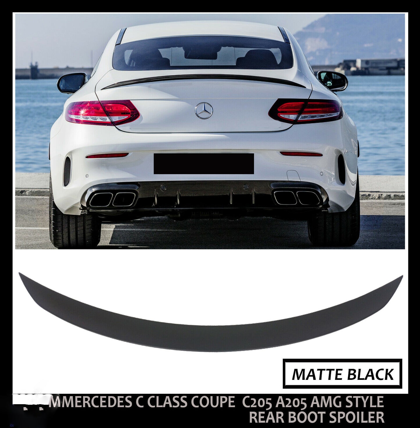 MERCEDES C CLASS COUPE C205 A205 AMG STYLE REAR BOOT SPOILER MATTE BLACK