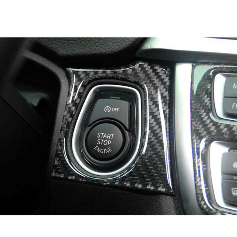 Carbon Fiber Trim Engine Start Button Sticker Interior Cover fit BMW 3-4 Series