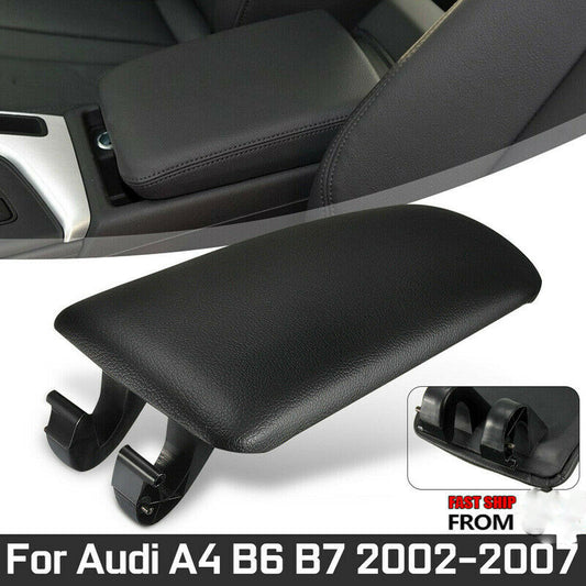 For Audi A4 B6 B7 01-08 Leather Center Console Armrest Lid Cover Black Leather