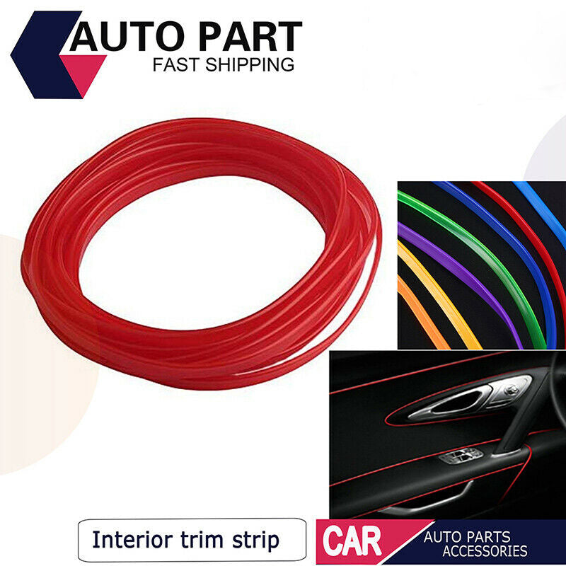 Red 16.4ft 5m Car Interior Door Crack Edge Line Insert Molding Trim Strip Decor