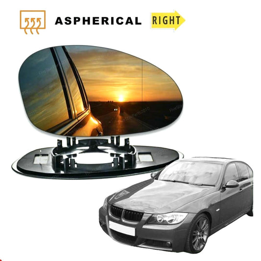 Right Driver side Wide Angle wing mirror glass for BMW 3 Series 2005-2008 Heated