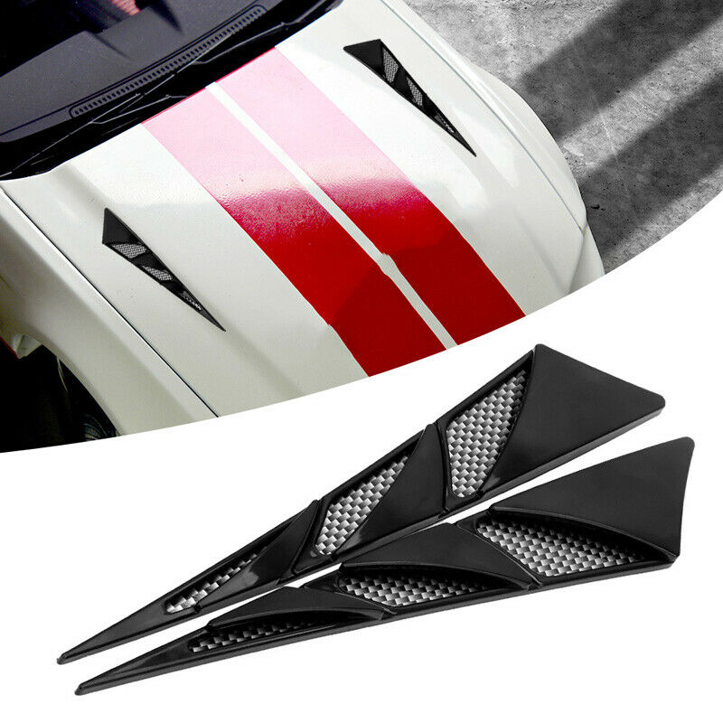 Car Hood Stickers Black Universal Side Air Intake Flow Vent Cover Decor use 2x