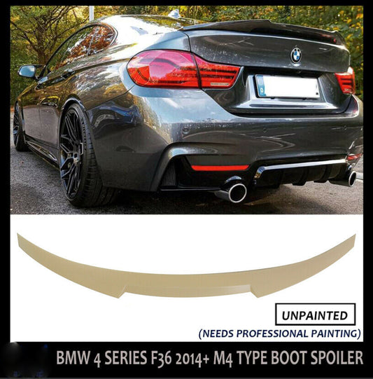 BMW 4 SERIES F36 M4 V STYLE REAR TRUNK BOOT SPOILER LIP LOOK 100% OEM QUALITY