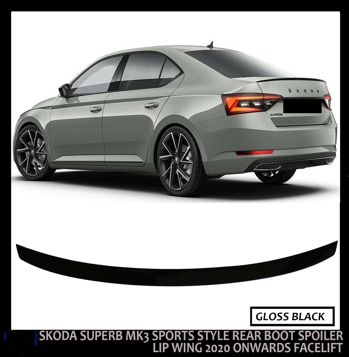 SKODA SUPERB MK3 SPORTS STYLE REAR BOOT SPOILER LIP WING 2020 ONWARDS FACELIFT