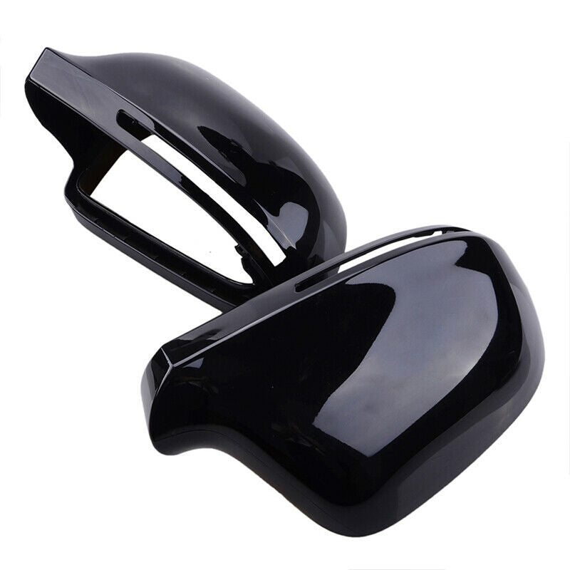 Pair Gloss Black Front Wing Mirror Cover Black Housing Cap For AUDI A4 S4 01-08