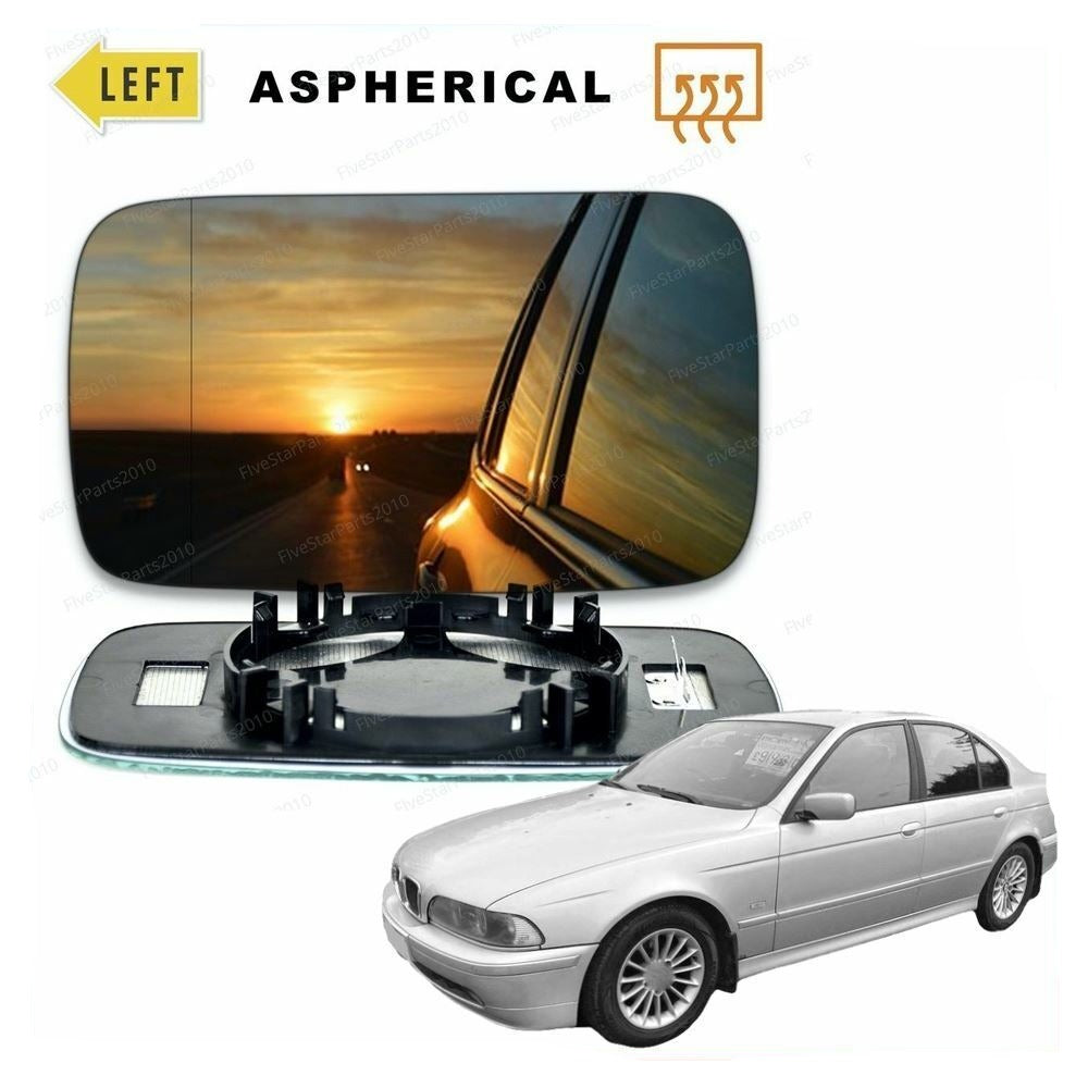 For BMW 5 Series E39 1995-03 wide angle Heated Left Passenger Side Mirror Glass