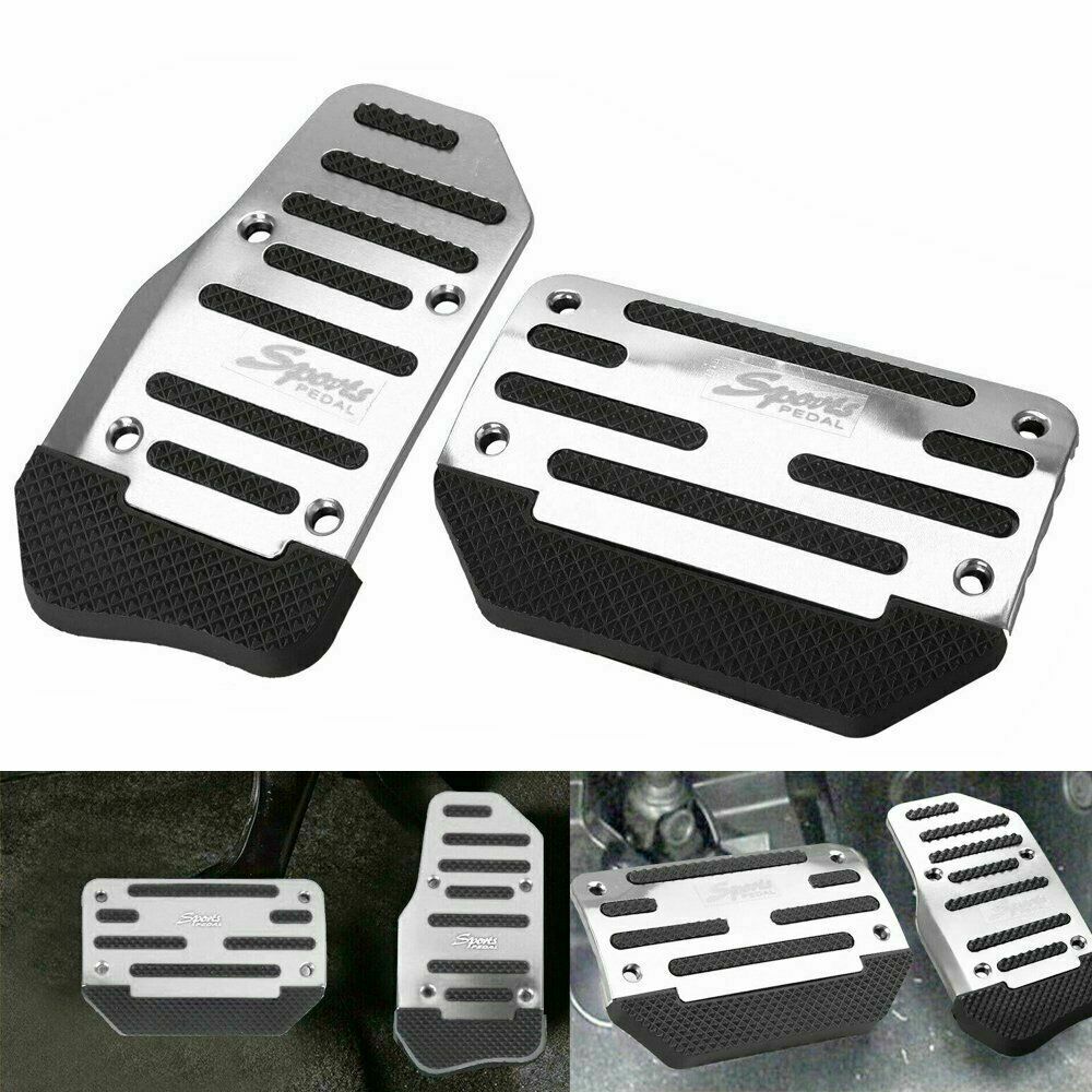 Silver Non-Slip Automatic Gas Brake Foot Pedal Pad Cover Car Accessories UK AE