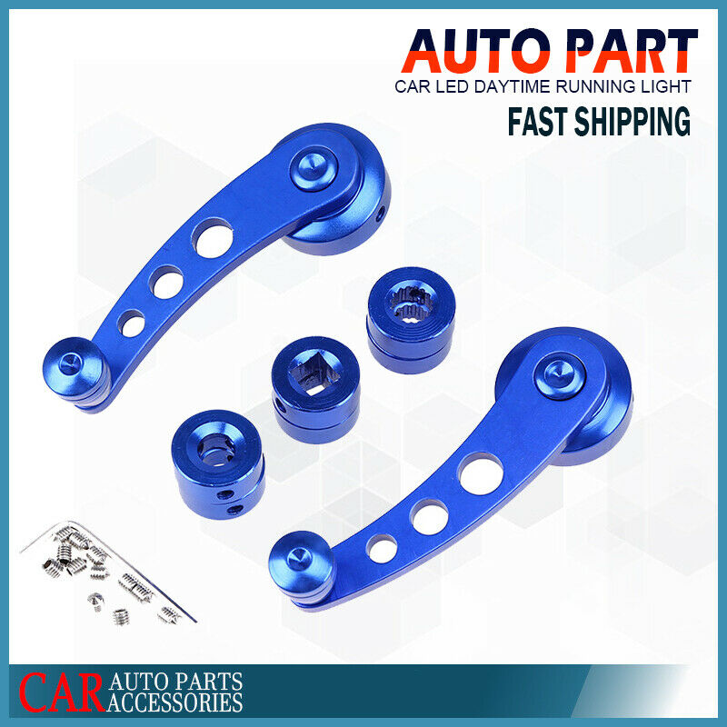 Blue Aluminum Car Window/Door/Winder Crank Handles Alloy Universal Fit Racing UK