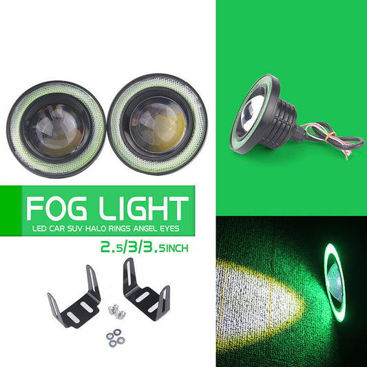Pair Angel Eyes Halo Car Fog Lights Lamp Projector DRL COB LED Bulbs 2.5/3/3.5"