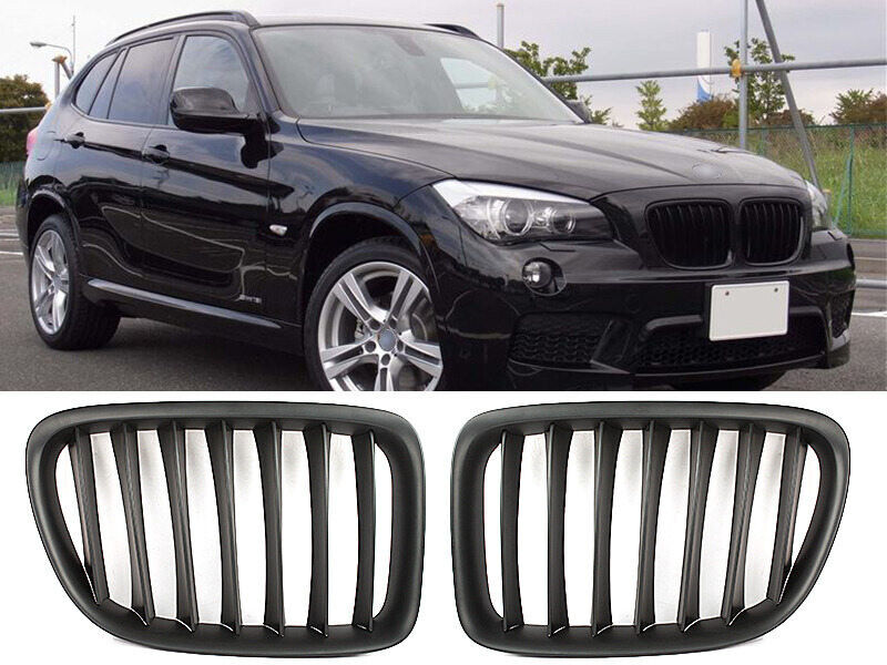 BMW X1 E84 MATTE BLACK M PERFORMANCE STYLE FRONT KIDNEY GRILLES GRILLS UK PAIR