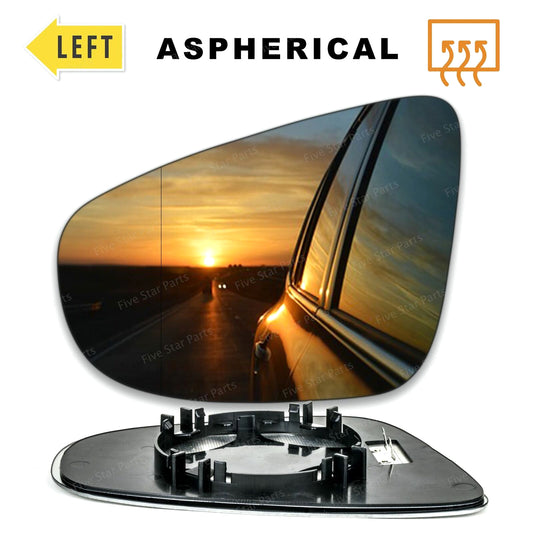 Left passenger side Wide Angle wing mirror glass for VW Golf MK6 09-12 heated
