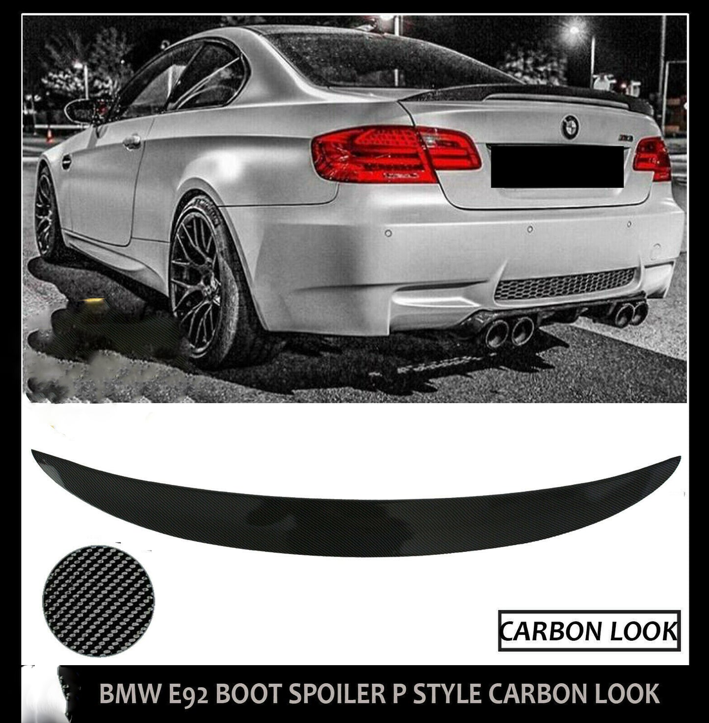 BMW 3 SERIES E92 M SPORT 2005+ REAR BOOT SPOILER TRUNK LIP WING M3 STYLE CARBON