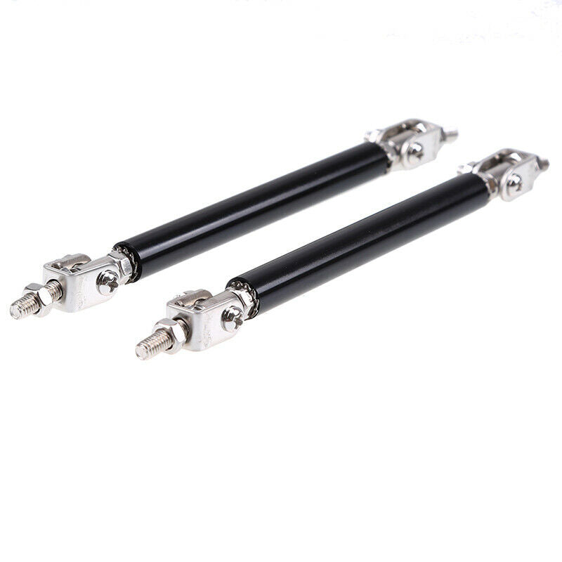 100mm Universal Adjustable Bumper Lip Splitter Rod Strut Bar Support Front Black