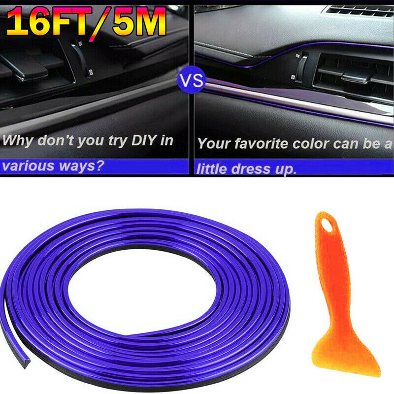 5M Purple Edge Line Car Interior Exterior Decoration Styling Molding Trim Strip