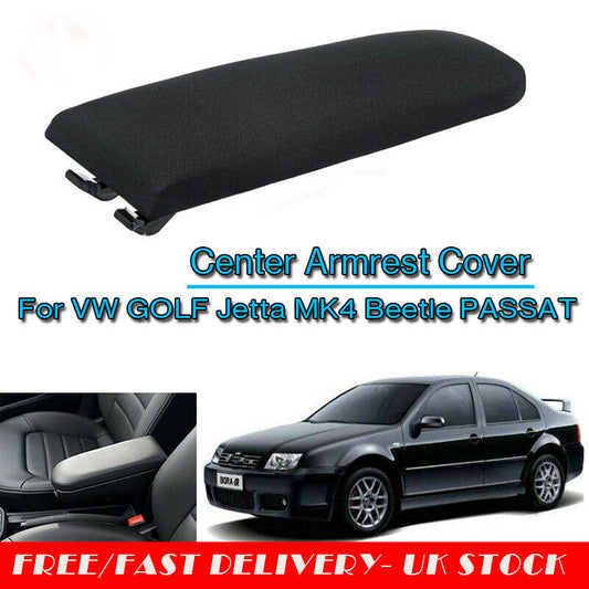 Black Cloth Center Armrest Cover Lid For VW Jetta Golf MK4 Beetle Bora POLO UK