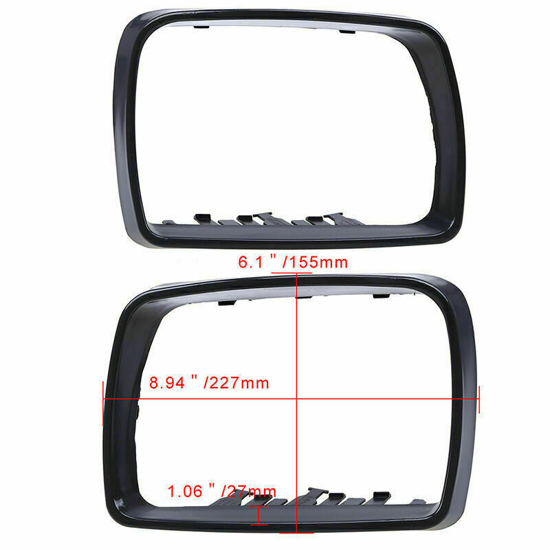 1Pair Matte Black Door Wing Mirror Cover Cap Trim Ring Fits BMW X5 E53 2000-2006