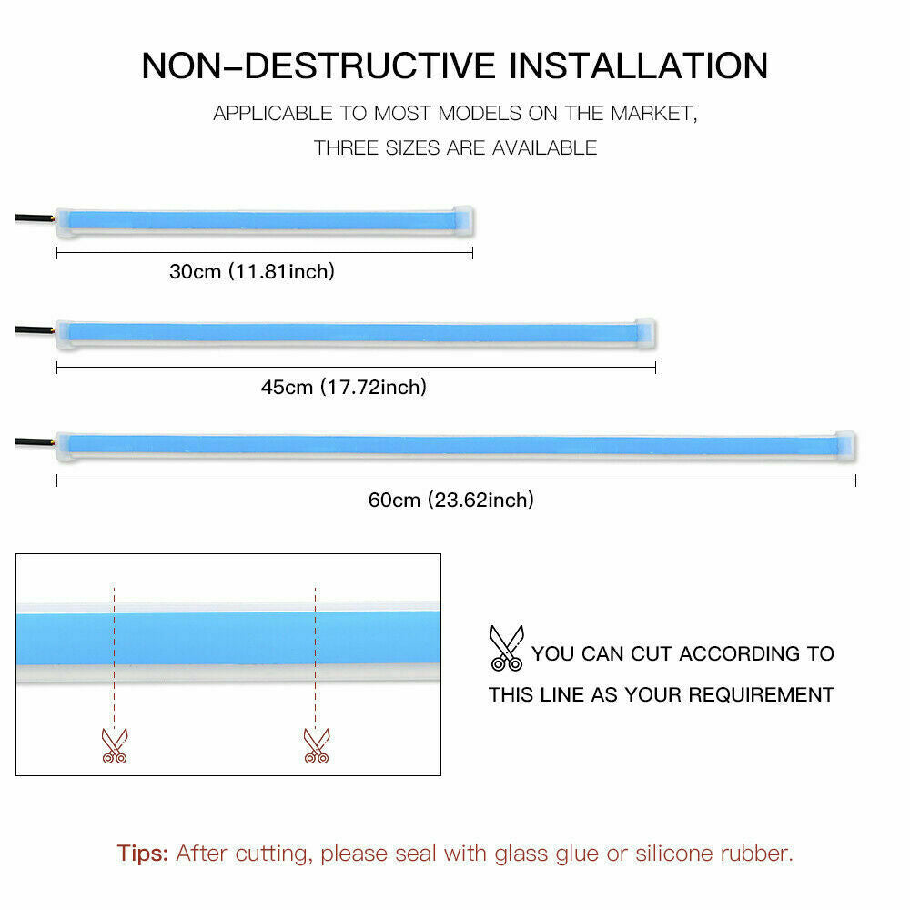 2x Sequential LED Strip Turn Signal Indicator DRL Daytime Running Lights UK