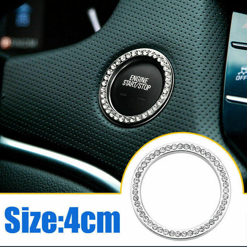 1xCar SUV Decorative Silver Accessories Button Start Switch Diamond Ring UK