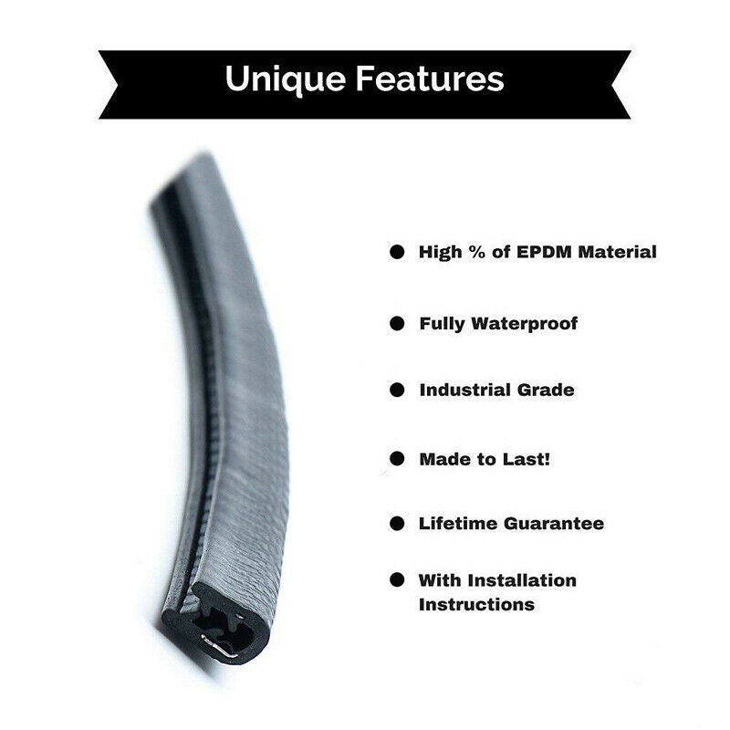 UK 4.5m Car Door Boot Edge Protectors Strip Trim U-shape Guard Seal Rubber Black