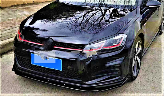 VW Golf MK7.5 R GTD GTI Gloss Black Front Splitter Spoiler Lip Body Kit 2016-20