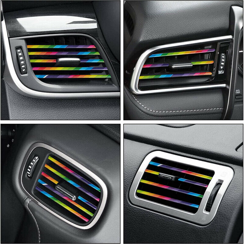 10x Car Accessories Colorful Air Conditioner Air Outlet Decoration Strip Cover