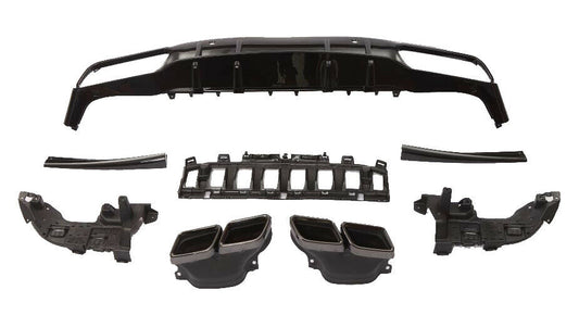 MERCEDES C CLASS A205 C205 COUPE AMG C63 S STYLE REAR DIFFUSER + BLACK TAILPIPES