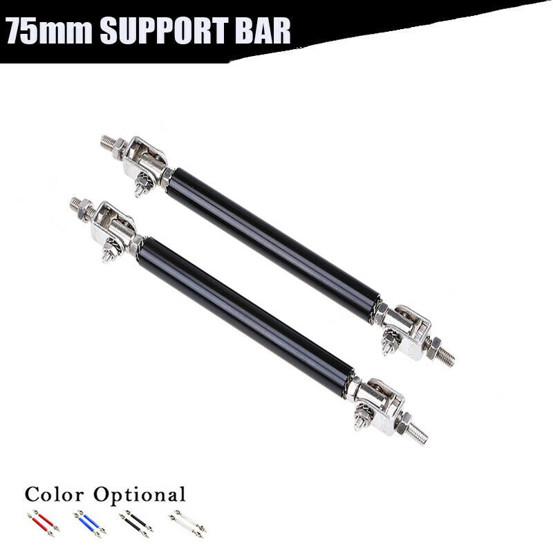 75mm Adjustable Car Front / Rear Bumper Lip Splitter Brace Rod Support Bar Black