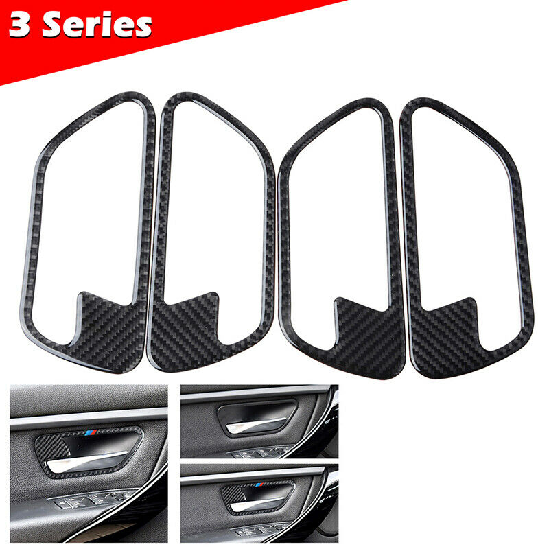 Real Carbon Fiber Door Handle Frame Interior Trim Cover For BMW 3 Series F30 F34