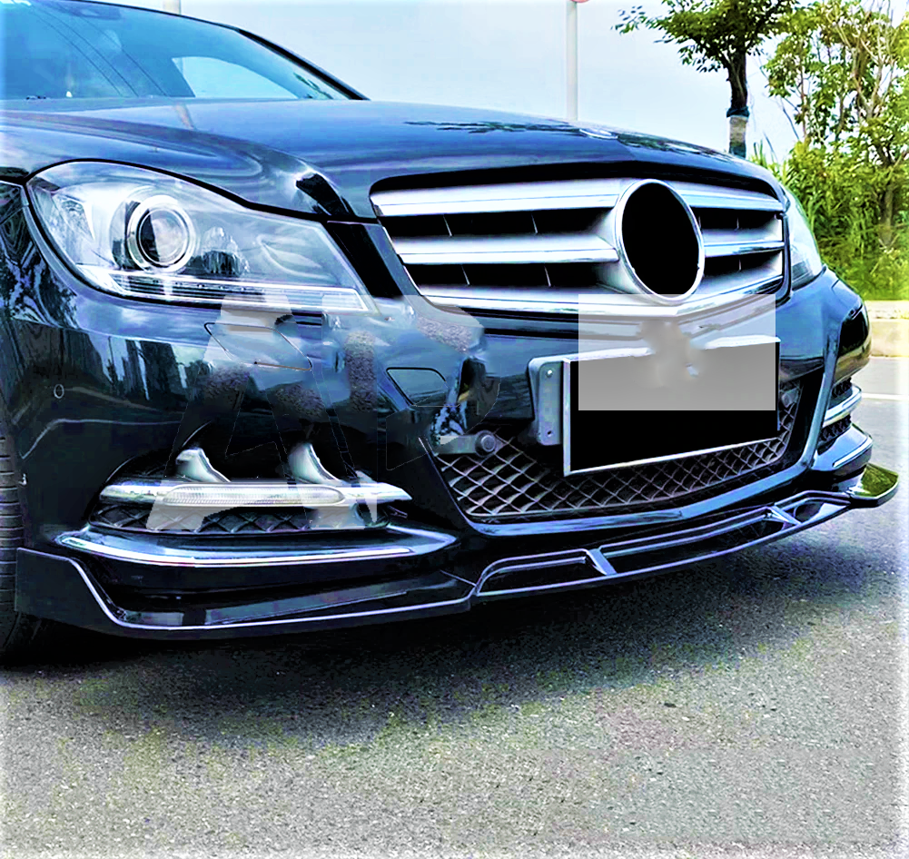 Mercedes C Class C63 AMG Brabus Style W204 Gloss Black Front Splitter Lip 2011-2015