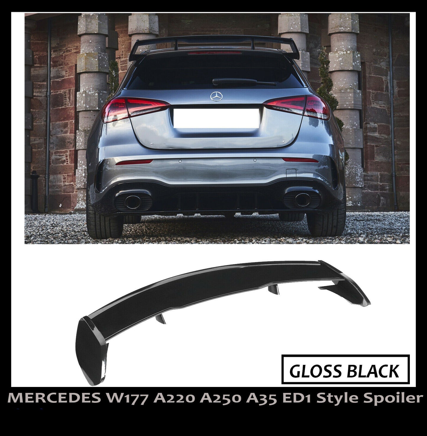 MERCEDES W177 A220 A250 A45 ED1 STYLE GLOSS BLACK REAR TRUNK ROOF SPOILER 2018+