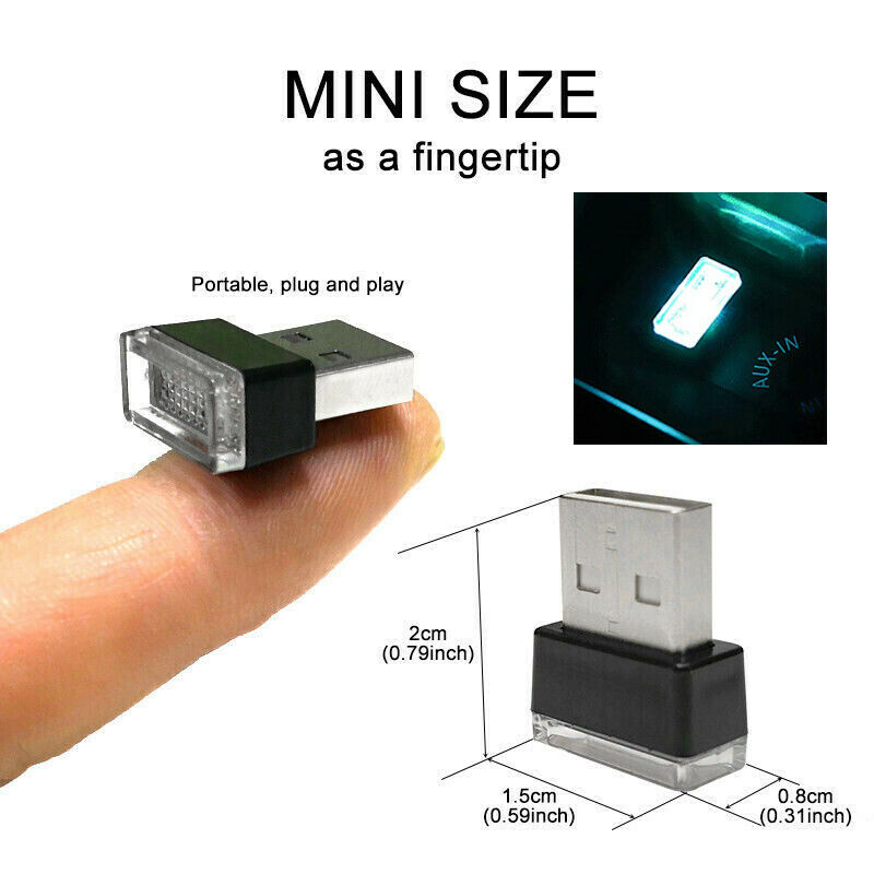 7 Colours Mini USB LED Wireless Lamp Car Atmosphere Light Colorful Accessories