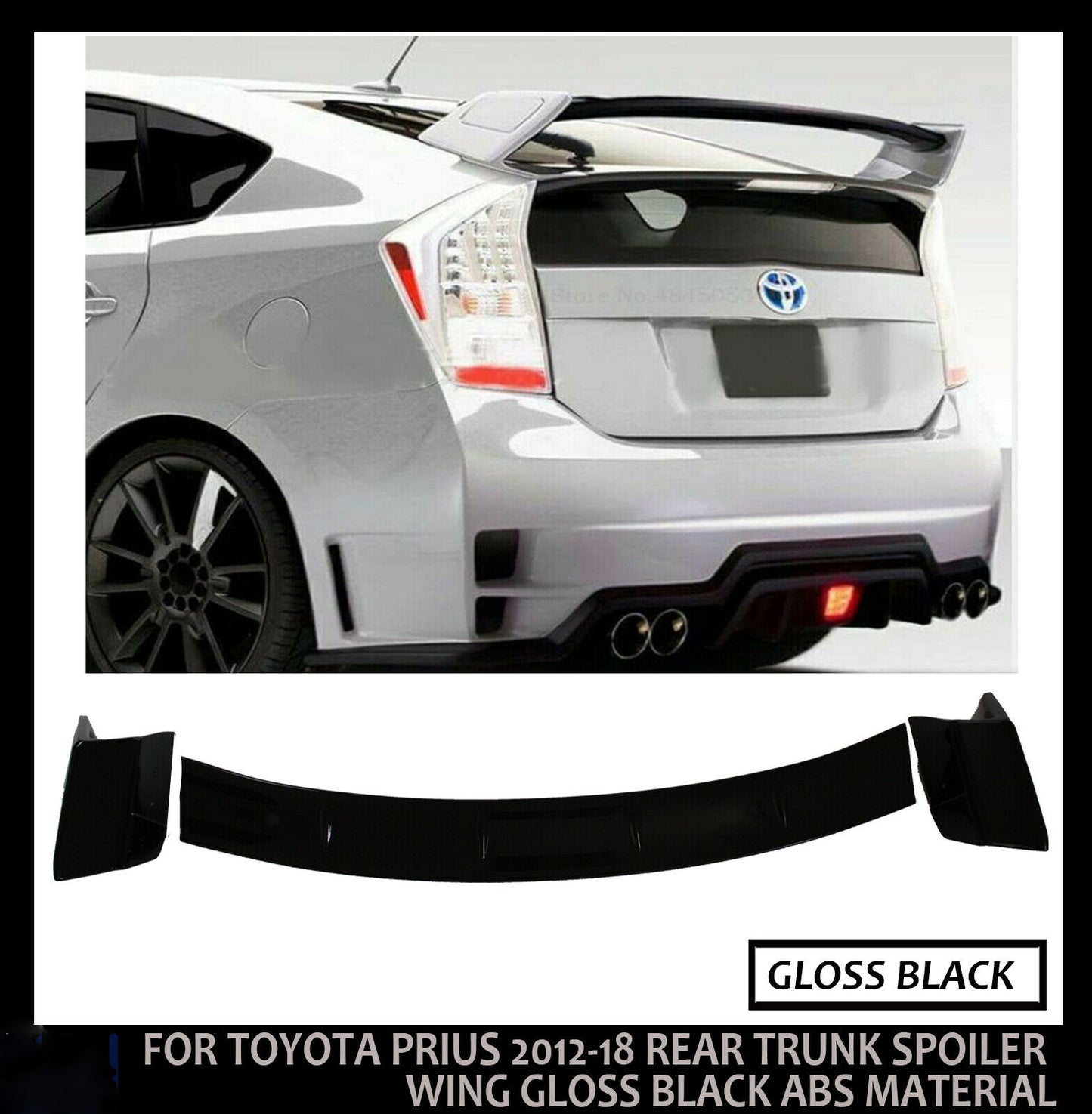 FOR TOYOTA PRIUS 2012-18 REAR BOOT SPOILER TRUNK WING GLOSS BLACK ABS MATERIAL