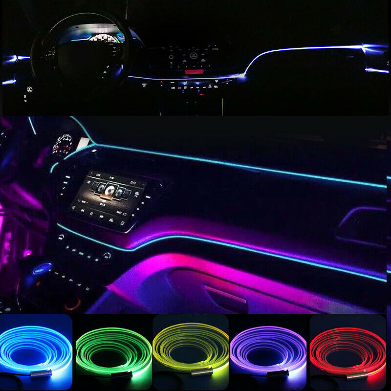 6PCS 8M RGB LED Car Interior Atmosphere Light EL Neon Strip Lamp APP Control UK