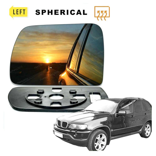 Left passenger side wing mirror glass for BMW X5 E53 1999-2006 heated