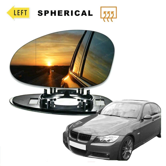 Left Passenger side Wide Angle wing mirror glass for BMW 3 Series 2005-08 Heated